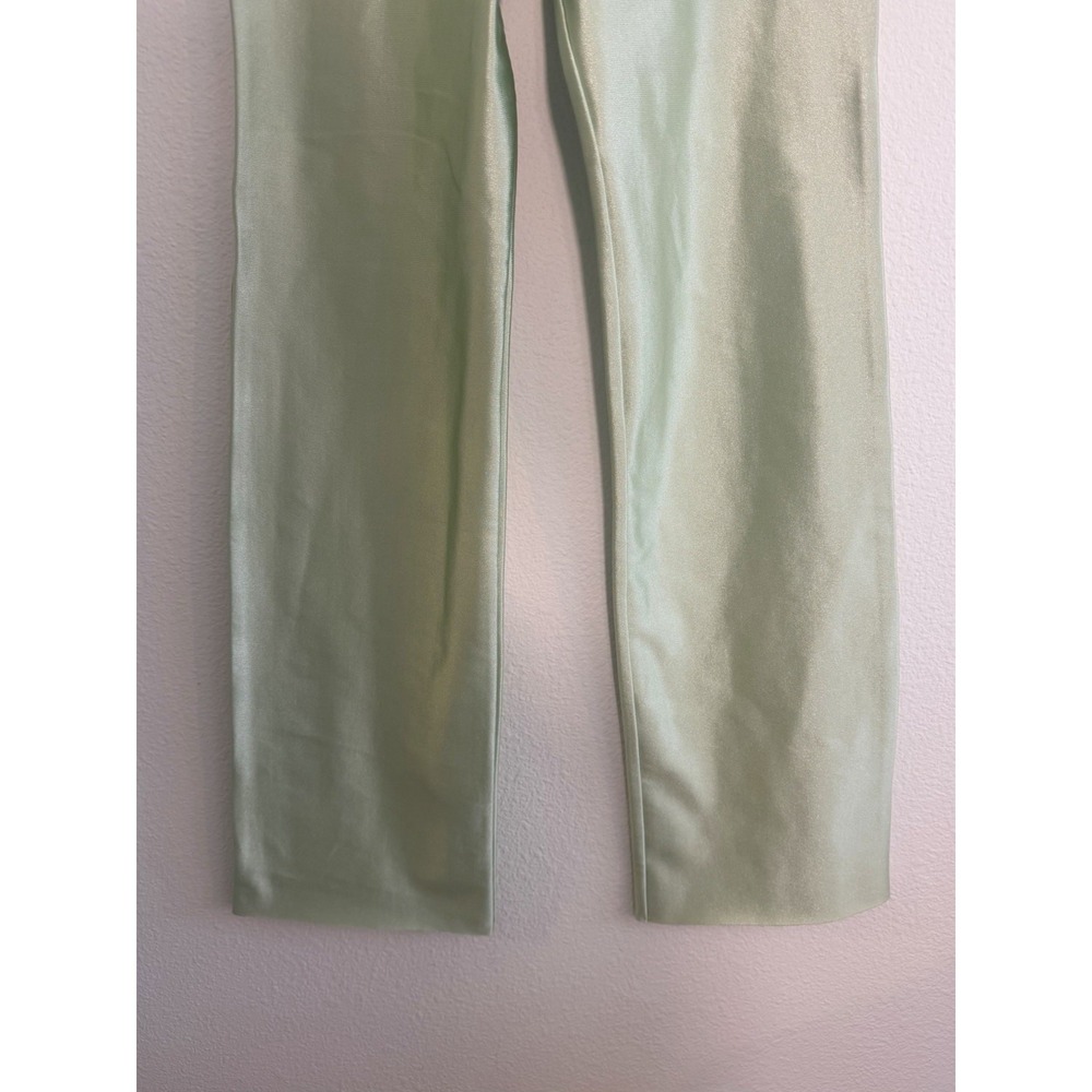 REZEK STUDIO Hustle Pants XS 70s Disco Hot Pants Flare Leg Mint Green Stretch - Picture 5 of 10
